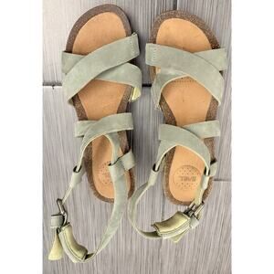 Teva Mahonia Wedge Cross Strap Sandal Calliste Green Leather Size 8